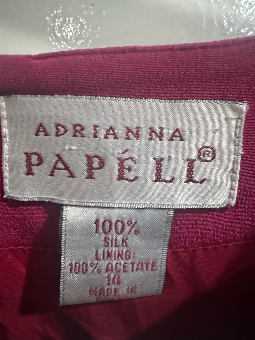 Adrianna Papell Deep Fuchsia Midi Dress with Frog-Button Front 100% silk - Picture 3 of 8